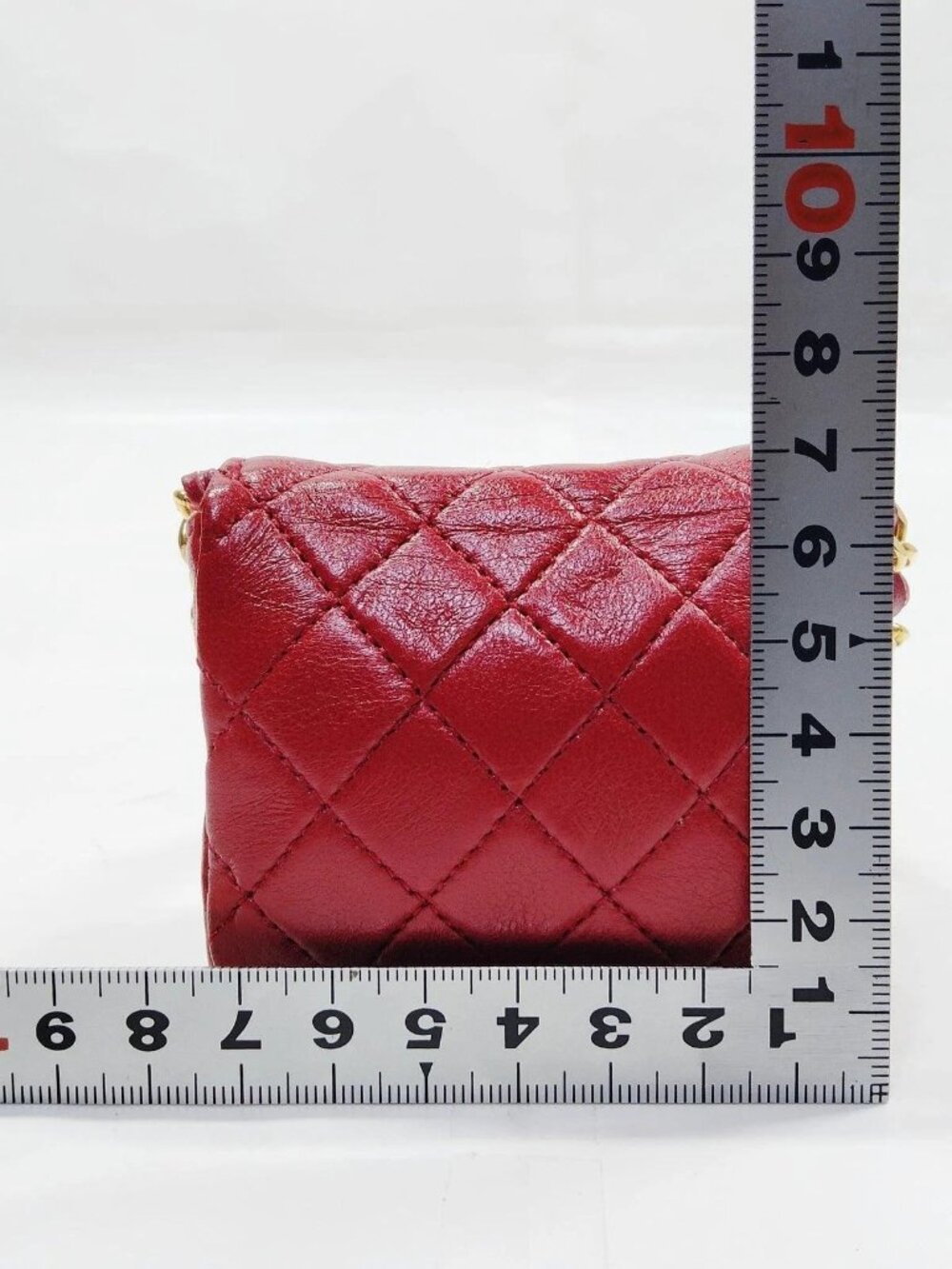 Authentic Chanel Mini Classic Flap Coin Purse Red Quilted Lambskin Chain Bag - Picture 3 of 14